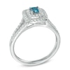 Thumbnail Image 2 of Previously Owned - 5/8 CT. T.W. Enhanced Blue and White Diamond Double Frame Engagement Ring in 14K White Gold