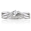 Thumbnail Image 1 of Previously Owned - 1/5 CT. T.W. Princess-Cut Diamond Split Shank Bridal Set in 10K White Gold
