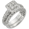 Previously Owned - 1 CT. T.W. Princess-Cut Quad Diamond Bridal Set in 14K White Gold (I/I2)