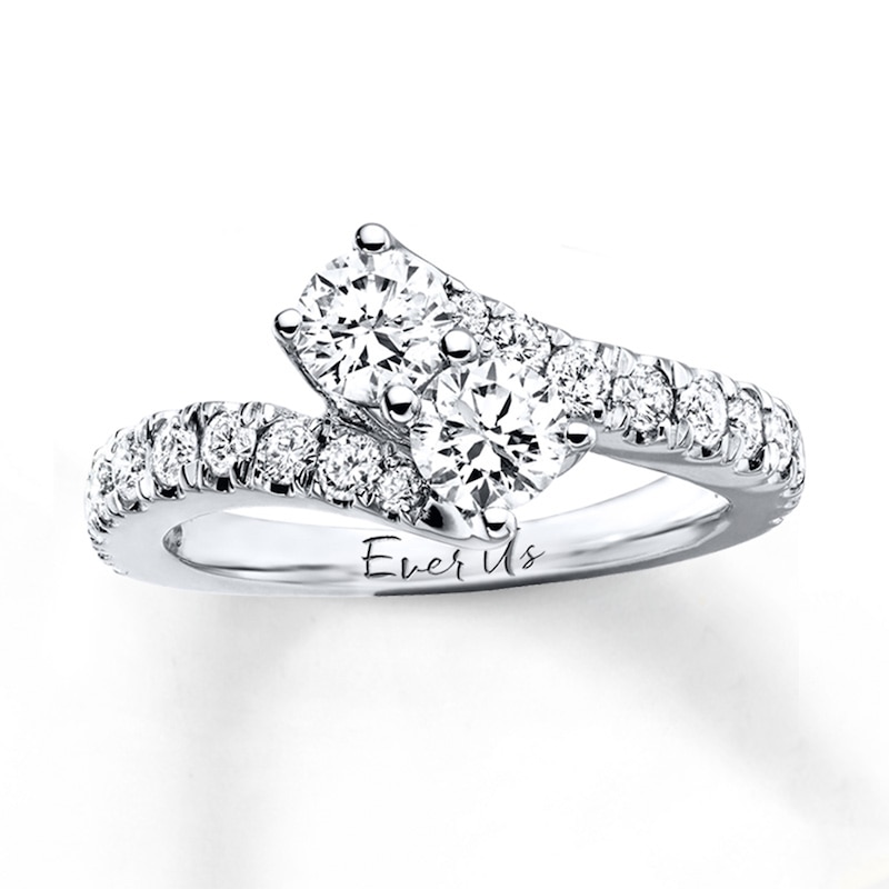 Previously Owned - Ever Us® 2 CT. T. W. Two-Stone Diamond Bypass Ring in 14K White Gold