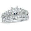 Thumbnail Image 0 of Previously Owned - Vera Wang Love Collection 2 CT. T.W. Princess-Cut Diamond Three Stone Bridal Set in 14K White Gold