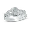 Thumbnail Image 0 of Previously Owned - 1/4 CT. T.W. Diamond Swirl Frame Bridal Set in 10K White Gold