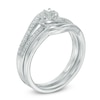 Thumbnail Image 1 of Previously Owned - 1/4 CT. T.W. Diamond Swirl Frame Bridal Set in 10K White Gold