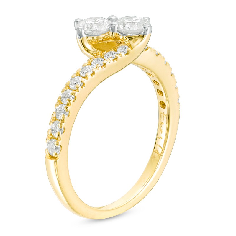 Main Image 2 of Previously Owned - Ever Us® 1/2 CT. T.W. Two-Stone Diamond Bypass Ring in 14K Gold