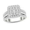 Thumbnail Image 1 of Previously Owned - 1-1/2  CT. T.W. Composite Diamond Cushion Frame Engagement Ring in 14K White Gold