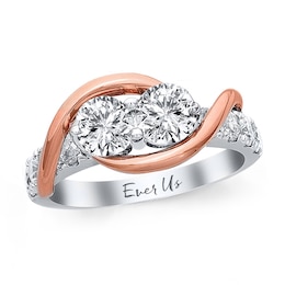 Previously Owned - Ever Us® 1-1/2 CT. T.W. Two-Stone Diamond Swirl Band in 14K Two-Tone Gold