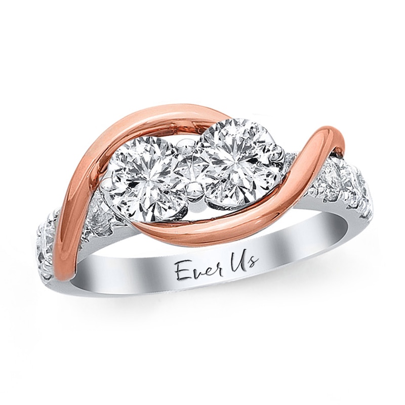 Main Image 1 of Previously Owned - Ever Us® 1-1/2 CT. T.W. Two-Stone Diamond Swirl Band in 14K Two-Tone Gold