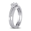 Thumbnail Image 2 of Previously Owned - 5/8 CT. T.W. Princess-Cut Diamond Frame Tri-Sides Vintage-Style Bridal Set in 14K White Gold