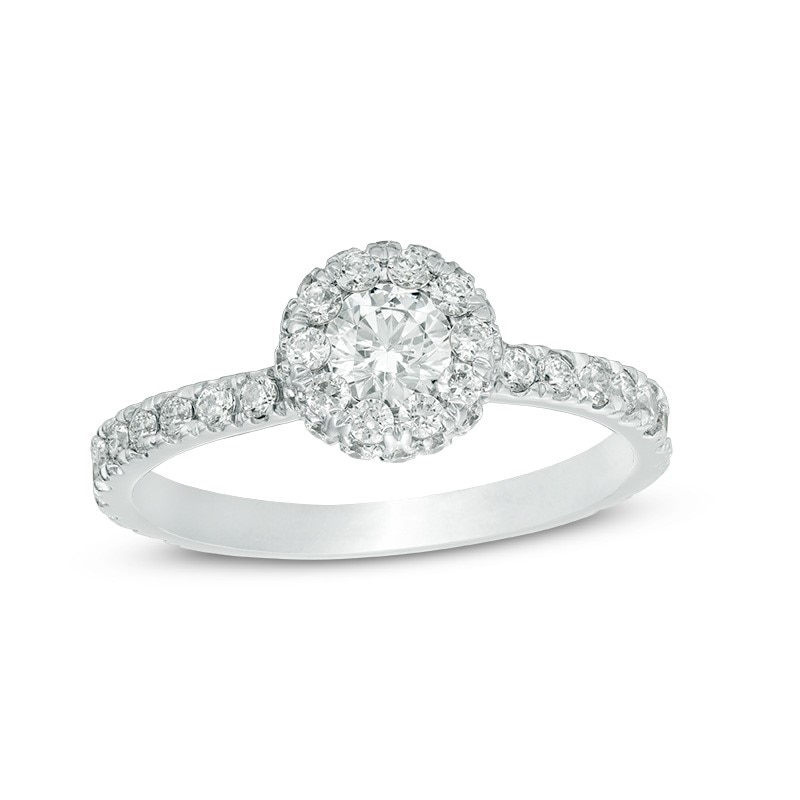 Main Image 1 of Previously Owned - YOU by Jean Dousset™ 1-1/6 CT. T.W. Diamond Frame Engagement Ring in 14K White Gold (I/SI2)