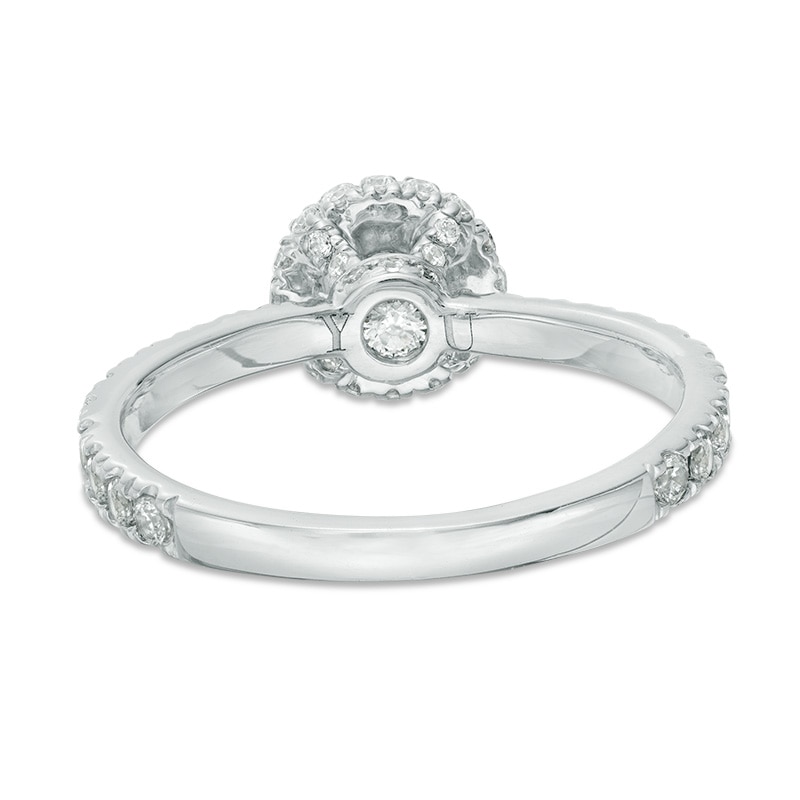 Main Image 3 of Previously Owned - YOU by Jean Dousset™ 1-1/6 CT. T.W. Diamond Frame Engagement Ring in 14K White Gold (I/SI2)
