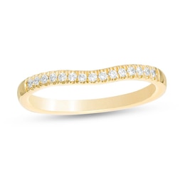 Previously Owned - Love's Destiny by Peoples 1/8 CT. T.W. Diamond Contour Wedding Band in 14K Gold (I/I1)