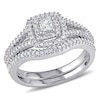 Thumbnail Image 0 of Previously Owned - 1/2 CT. T.W. Princess-Cut Diamond Double Frame Bridal Set in Sterling Silver