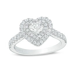 Previously Owned - Vera Wang Love Collection 1 CT. T.W. Heart-Shaped Diamond Engagement Ring in 14K White Gold