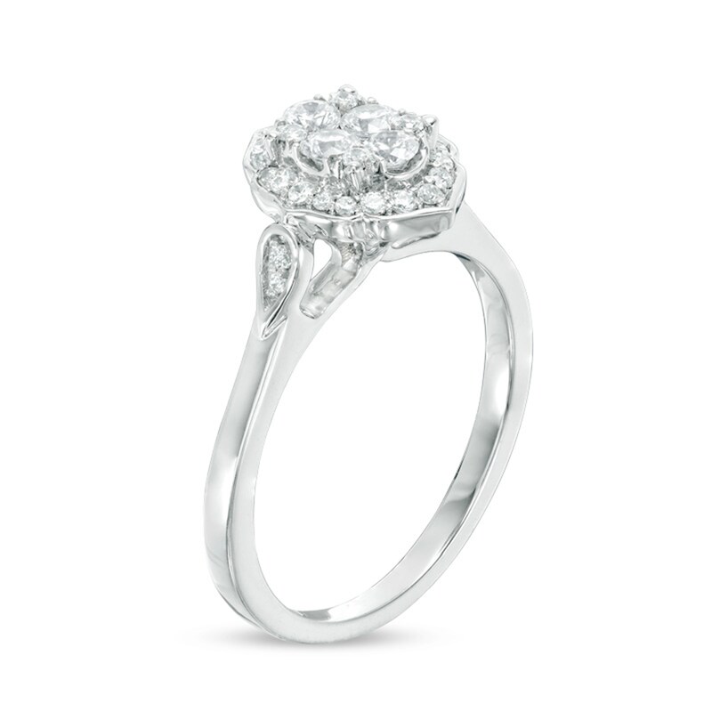 Main Image 2 of Previously Owned - 3/8 CT. T.W. Composite Diamond Scallop Marquise Frame Engagement Ring in 14K White Gold