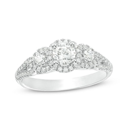 Previously Owned - 7/8 CT. T.W. Diamond Past Present Future® Frame Engagement Ring in 14K White Gold
