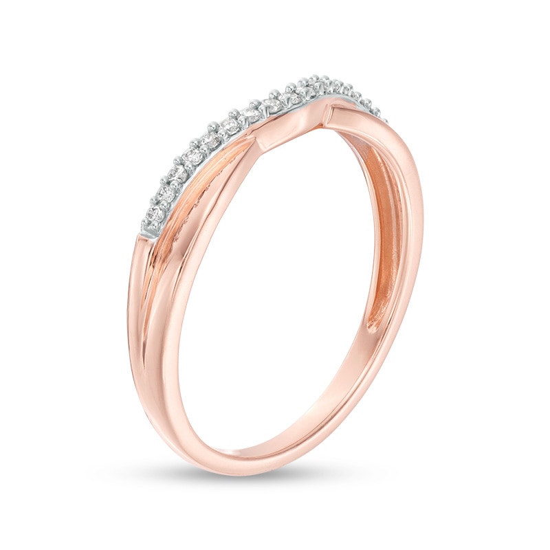 Previously Owned - 1/10 CT. T.W. Diamond Contour Anniversary Band in 14K Rose Gold