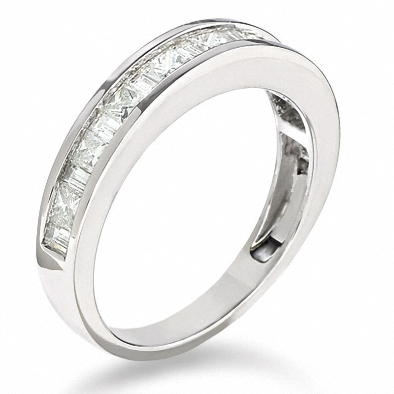 Main Image 2 of Previously Owned - 1 CT. T.W. Princess-Cut and Baguette Diamond Channel Band in 14K White Gold