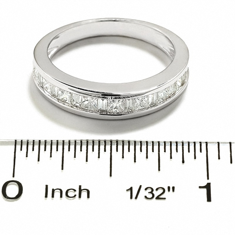Main Image 3 of Previously Owned - 1 CT. T.W. Princess-Cut and Baguette Diamond Channel Band in 14K White Gold