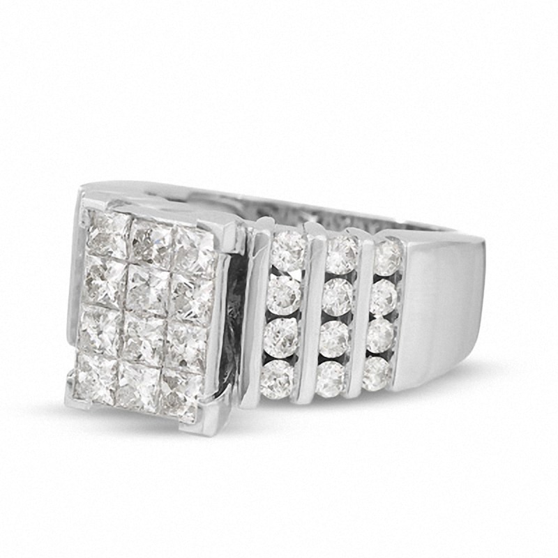 Main Image 3 of Previously Owned - 2 CT. T.W. Diamond Rectangular Quad Engagement Ring in 14K White Gold