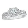 Thumbnail Image 1 of Previously Owned - Vera Wang Love Collection 1 CT. T.W. Diamond Frame Split Shank Engagement Ring in 14K White Gold
