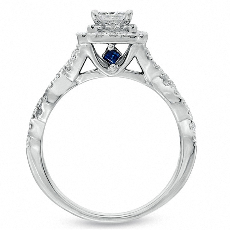 Main Image 3 of Previously Owned - Vera Wang Love Collection 1 CT. T.W. Princess-Cut Diamond Engagement Ring in 14K White Gold