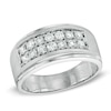 Previously Owned - Men's 1 CT. T.W. Diamond Double Row Ring in 10K White Gold