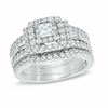 Thumbnail Image 1 of Previously Owned - 1-1/2 CT. T.W. Princess-Cut Diamond Double Frame Bridal Set in 14K White Gold