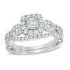 Thumbnail Image 1 of Previously Owned - Celebration Ideal 1 CT. T.W. Princess-Cut Diamond Frame Bridal Set in 14K White Gold (I/I1)