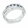 Thumbnail Image 2 of Previously Owned - Vera Wang Love Collection Men's Blue Sapphire and 1/6 CT. T.W. Diamond Band in 14K White Gold