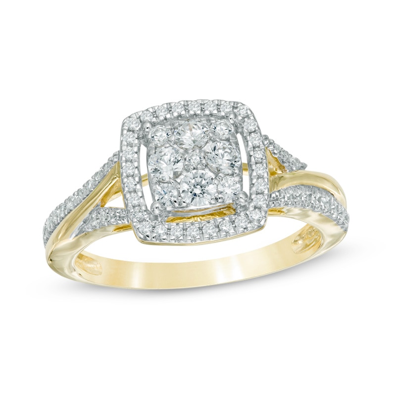 Previously Owned - 5/8 CT. T.W. Composite Diamond Frame Engagement Ring in 10K Gold
