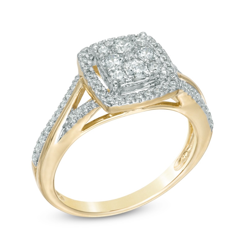 Previously Owned - 5/8 CT. T.W. Composite Diamond Frame Engagement Ring in 10K Gold