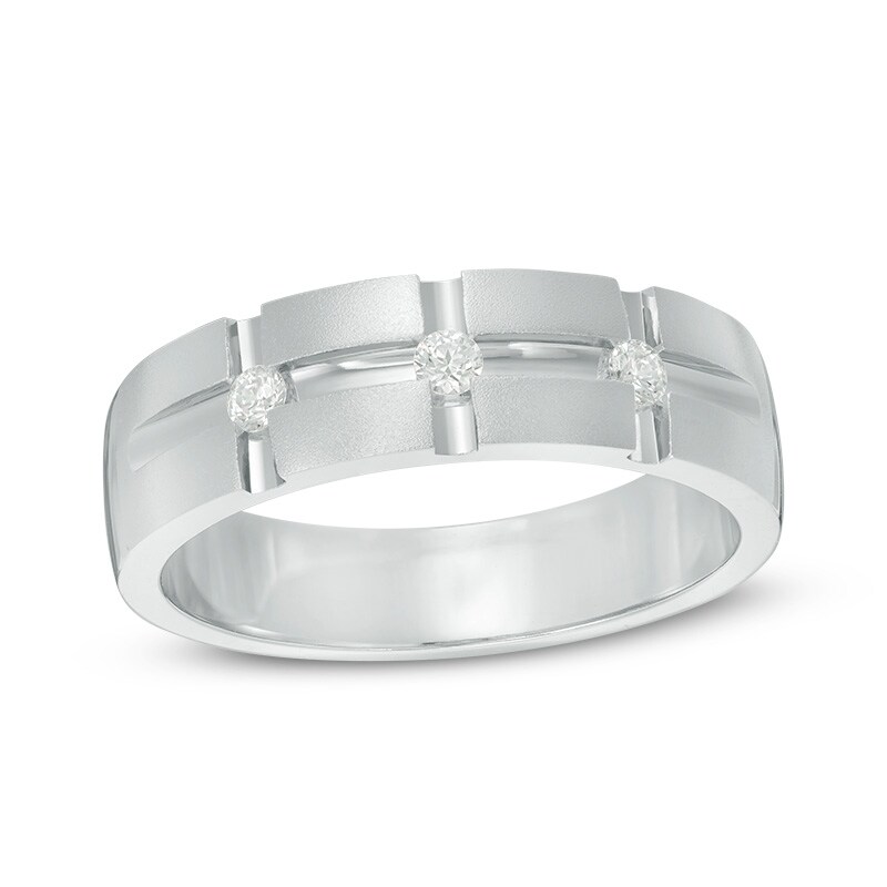 Main Image 1 of Previously Owned - 1/8 CT. T.W. Diamond Three Stone Band in 10K White Gold
