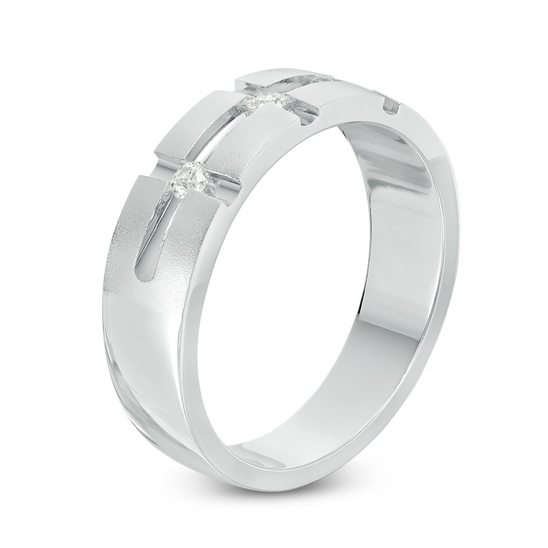 Main Image 2 of Previously Owned - 1/8 CT. T.W. Diamond Three Stone Band in 10K White Gold