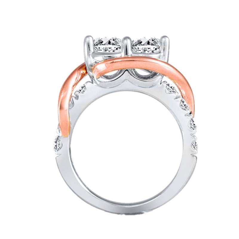 Main Image 2 of Previously Owned - Ever Us® 1-1/2 CT. T.W. Two-Stone Diamond Swirl Anniversary Band in 14K Two-Tone Gold