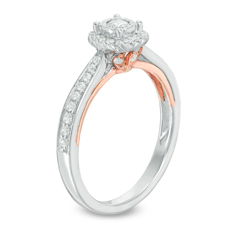 Previously Owned - 1/3 CT. T.W. Diamond Cushion Frame Engagement Ring in 10K Two-Tone Gold