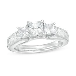 Previously Owned - 2 CT. T.W. Princess-Cut Diamond Past Present Future® Channel Engagement Ring in 14K White Gold