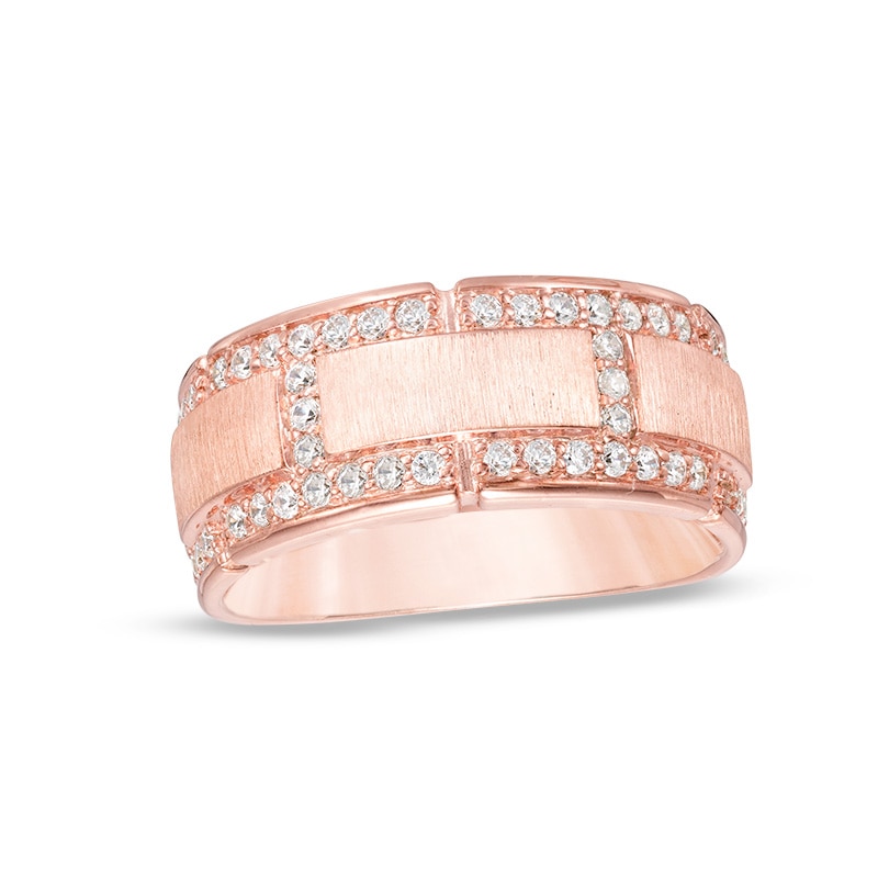 Previously Owned - Men's 3/4 CT. T.W. Diamond Brick Pattern Wedding Band in 10K Rose Gold