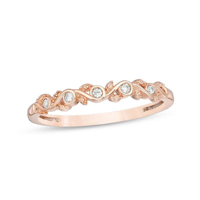 Main Image 1 of Previously Owned - 1/20 CT. T.W. Diamond Vine Anniversary Band in 10K Rose Gold