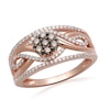 Thumbnail Image 1 of Previously Owned - 1/2 CT. T.W. Champagne and White Diamond Cluster Infinity Ring in 10K Rose Gold