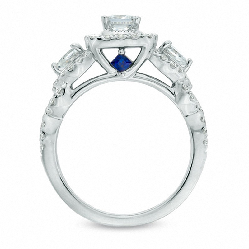 Main Image 3 of Previously Owned - Vera Wang Love Collection 1-1/2 CT. T.W. Diamond Three Stone Engagement Ring in 14K White Gold