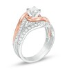 Thumbnail Image 1 of Previously Owned - 1 CT. T.W. Diamond Layered Bypass Swirl Bridal Set in 14K Two-Tone Gold