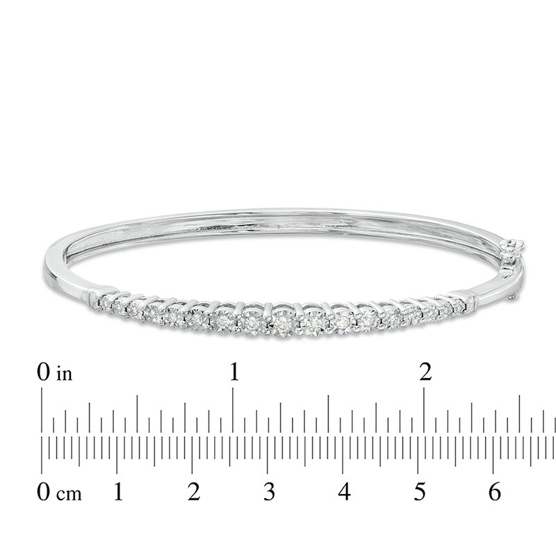 Main Image 2 of Previously Owned - 1/4 CT. T.W. Diamond Graduated Bangle in Sterling Silver
