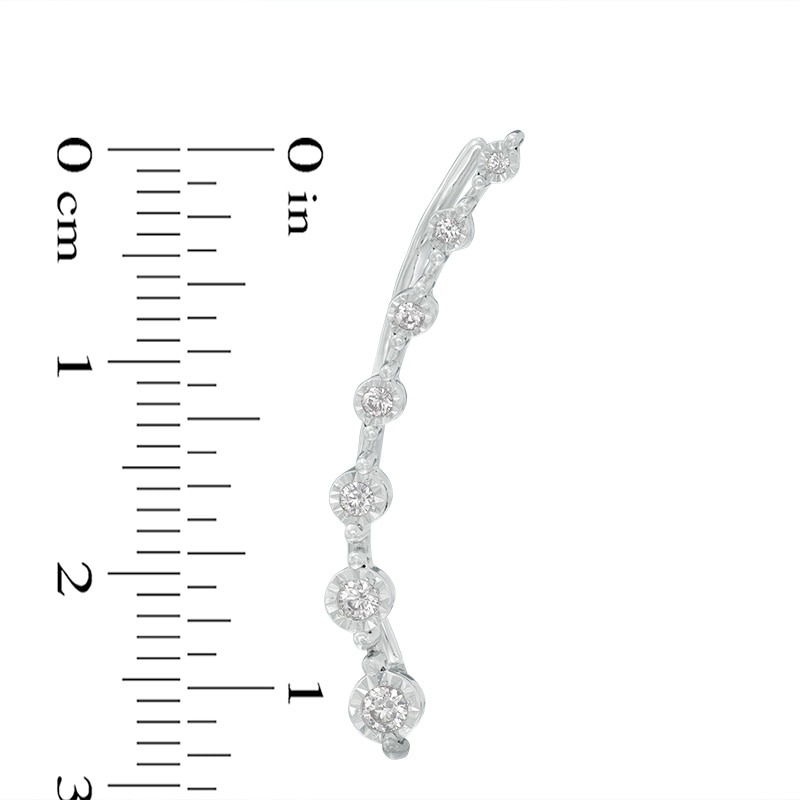 Previously Owned - 1/4 CT. T.W. Diamond Station Crawler Earrings in 10K White Gold