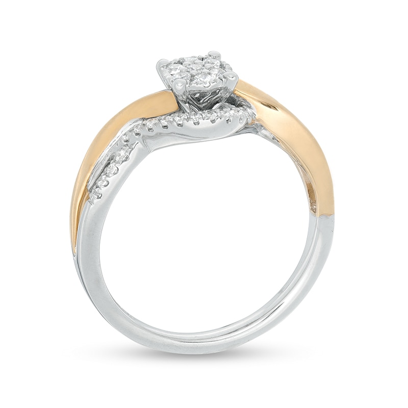 Main Image 2 of Previously Owned - 1/4 CT. T.W. Composite Diamond Bypass Promise Ring in 10K Two-Tone Gold