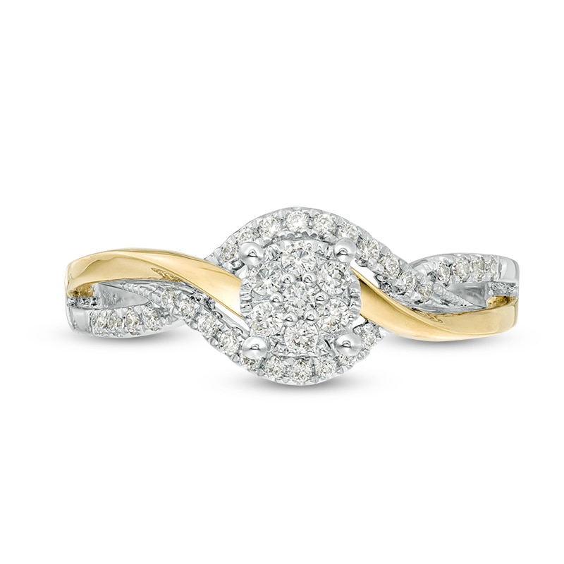 Main Image 3 of Previously Owned - 1/4 CT. T.W. Composite Diamond Bypass Promise Ring in 10K Two-Tone Gold