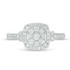 Previously Owned - 1/2 CT. T.W. Composite Diamond Cushion Frame Vintage-Style Tri-Sides Ring in 10K White Gold