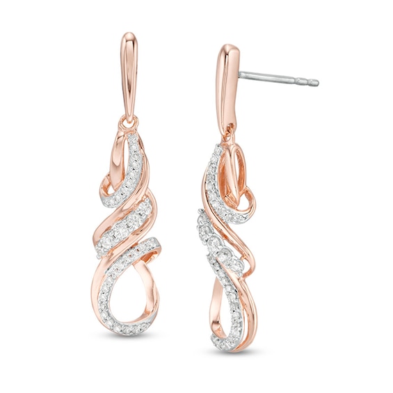 Previously Owned - 1/4 CT. T.W. Diamond Twist Flame Drop Earrings in 10K Rose Gold Previously Owned - 1/4 CT. T.W. Diamond Twist Flame Drop Earrings in 10K Rose Gold