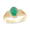 Thumbnail Image 1 of Previously Owned - Oval Emerald and 1/5 CT. T.W. Diamond Frame Scrolling Split Shank Ring in 10K Gold