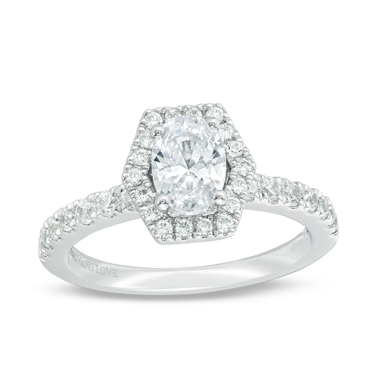 Previously Owned - Vera Wang Love Collection 1-1/4 CT. T.W. Oval Diamond Engagement Ring in 14K White Gold