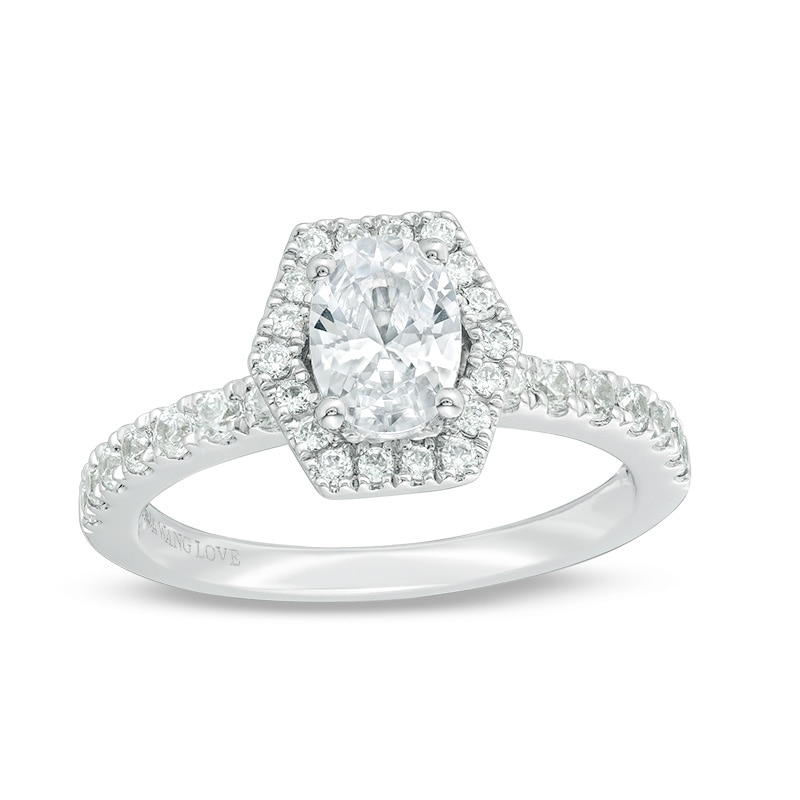 Main Image 1 of Previously Owned - Vera Wang Love Collection 1-1/4 CT. T.W. Oval Diamond Engagement Ring in 14K White Gold